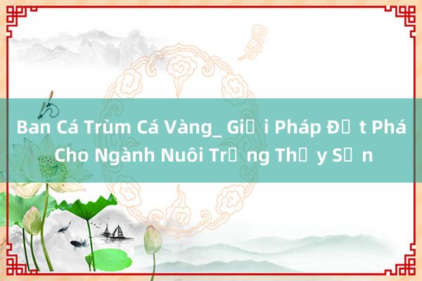 Ban Cá Trùm Cá Vàng_ Giải Pháp Đột Phá Cho Ngành Nuôi Trồng Thủy Sản