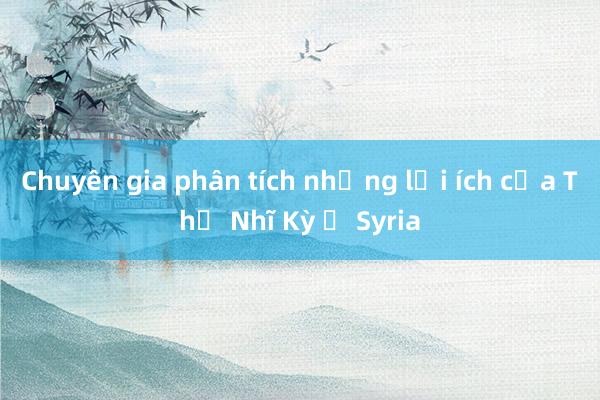 Chuyên gia phân tích những lợi ích của Thổ Nhĩ Kỳ ở Syria